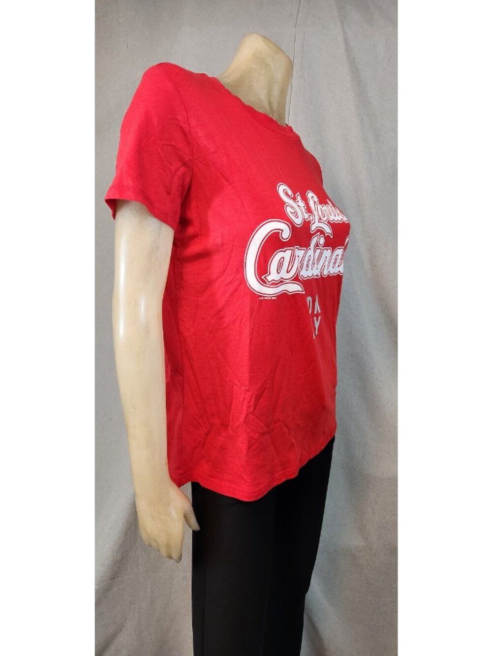 DKNY Sport MLB St Louis Cardinals Red Crew Nck Cap Slv T Shirt Top MEDIUM USED - Picture 4 of 7
